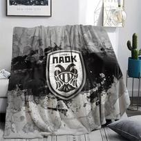 PAOK FC, raštuotas flanelinis pledas, aukštos kokybės, patogus visais metų laikais, namų dekoras, šiluma ir komfortas, puikiai tinka dovanoms. 80cm x 120cm gray