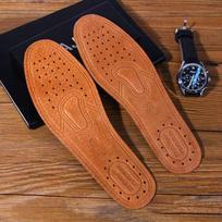 Anti-Odor Breathable Leather Sports Insoles for Men & Women - Sweat-Absorbing, Shock-Absorbing, Pigskin & Cowhide Size 40 – Cuttable brown