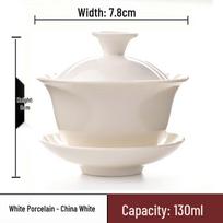 Baltas porcelianinis Gaiwan Kung Fu arbatos puodelis gray