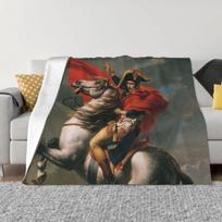 Napoleon Bonaparte Blanket The Alps Belvedere Jacques-Louis David Flannel Novelty Warm Throw Blankets for Bed Sofa Decoration 40x50in black