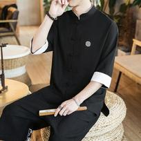 Japoniškas kimono samurajų kostiumas, vyrų margintas Yukata paltas Harajuku stiliaus marškiniai Japonijos vyriškas tradicinis siuvinėjimas Haori kardiganas M juoda