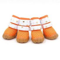 4 vnt./rinkinys Kvėpuojantys šunų batai Mieli neslystantys šunų batai Minkštos saldainių spalvos šunų batai Tinklelio Pug gaminiai (Orange,S) oranžinė