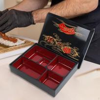 Japoniška Bento Dėžutė Maisto Indas 5 Skyrių Su Dangčiu, Tradicinė, Sushi Padėklas, Patiekimo Indas M