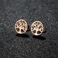 Vintage Tree of Life Earrings Stainless Steel Norse Mythology Jewelry Love Peace Studs Gift for Women Men white