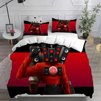 Game Skibidi Toilet Arale Bedding Set 3D Printed Suitable for Bedroom Duvet Cover Set With Pillowcases Kids Home Textile 140*200cm/55x79in Single/Twin 3pcs black