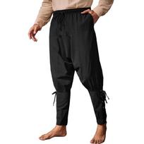Men Vikinges Pirate Pants Renaissances Costume Men's Medieval Ankle Band Pants Halloween Costumes XXXL juoda