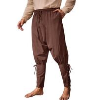 Men Vikinges Pirate Pants Renaissances Costume Men's Medieval Ankle Band Pants Halloween Costumes XXL ruda
