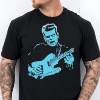 Country Music Frankenstein Guitar T-Shirt: Nashville Rock Tee 150 blue