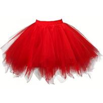Boolavard Adult Women 80's Tutu Skirt Layered Tulle Petticoat Halloween Tutu red