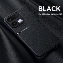 For OPPO Realme 16 16 Pro 16 ProPlus  Genuine Leather Texture Solid Color Built-in Magnetic Anti-Fingerprint Phone Case Realme 16ProPlus juoda