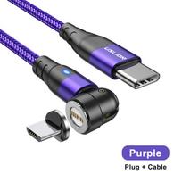 PD 60W magnetinis kabelis greito įkrovimo C tipo iki C tipo LED laidas skirtas iPhone 12 11 Xiaomi Redmi Note 10s duomenų įkroviklio laidui Micro -1M violetinė