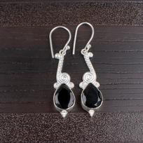Natural Black Onyx Gemstone 925 Sterling Silver Trendy Jewelry Earrings 2.10  EE-37-13 black