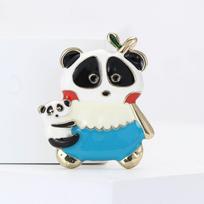 Nauja karštai parduodama animacinė lydinio emalio panda sagė universali ir miela vyriški ir moteriški krūtinės gėlės aksesuarai mėlyna