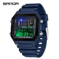 Sanda 6216 Skaitmeninis laikrodis 12/24 valandų sistema Atgalinės atskaitos funkcija Šviečiantys ciferblato elementai Žadintuvas Chronometras Atsparus vandeniui Atsparus smūgiams Sanda 6216 blue
