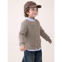 Kids Casual Round Neck Long Sleeve Knit Cardigan For Boys And Girls 140cm pilka