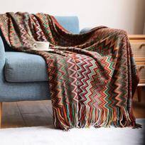 Boho languotas pledas Geometrinis megztas pledas Etninio stiliaus sofos rankšluostis Užtiesalas Dekoratyvinis užmetamas pledas Sieninis gobelenas Siestos pledas Gobelenas 130x230cm 1pcs