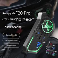 Bluetooth Motorcycle Helmet Headset F20pro: Cross-Brand Intercom, Two-Person Riding, Music Sharing. X20 Soft Mic Set black