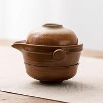 Kinietiškas Kung Fu arbatos rinkinys 1 arbatinukas 2 arbatinukai Kelioninis žaliosios arbatos puodų ir puodelių rinkinys Teware puodeliai ir puodeliai Keraminis arbatinukas Gaiwan Bar brown