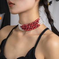 Gotikinė perlų vėrinys Choker Kūrybingas Helovino kraujo lašėjimo raktikaulio vėrinys brown