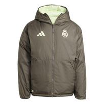 Adidas Real Madrid Pūkinė Striukė Treniruočių Laisvalaikio Patogi Šilta Su Gobtuvu Dvipusė Antis Pūkinis Paltas Vyriškos Striukės JN3077 S gray