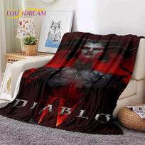 Diablo 3D Retro žaidimų žaidėjo minkštas flanelės pledas lovoms, miegamajam, sofai, iškylai, metamas pledas uždengti, lauko poilsiui, miegui, dovanai 75x90cm( 29x35in ) gray