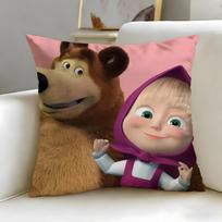 classic cartoon Masha and the Bear Cushion Cover Soft & Easy-Wash Pillow Case – Versatile for Couch, Bed, Travel and Office 50cmx50cm