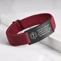 Medicininis įspėjimo apyrankė vyrams moterims, personalizuotas nerūdijančio plieno elastinės juostelės apyrankė, dovanos šeimai seneliams pacientui custom 1 side&11-21CM black