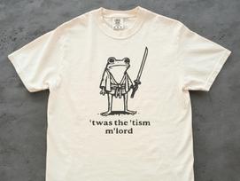 T'was The 'Tism M'lord Comfort Colors T-Shirt: Frog Medieval Meme, Autism Warrior, Audhd Diagnosis, Weirdcore, Knight Toad with a Sword Gift M gray