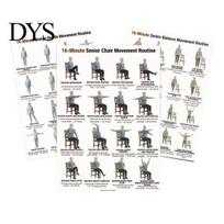 Gentle Chair Workout Guide 3Pcs Tai Chi Posters Seated Exercise Chart with 16 Cloud Hands Illustration Yoga Movements Instructions for Beginners D