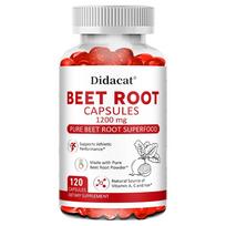 Didacat Beet Root Capsules, 1200mg, Pure Organic Beet Root Powder Superfood, 120 Caps 120 Capsules white