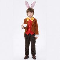 S-XL Kids Alice In Wonderland March Hare Cosplay Costume Halloween Stage Performance Role Play Outfit 130cm M brown