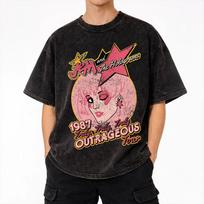 Summer Jem and the Holograms Washed T Shirts Merch Harajuku T-Shirt  Men Women Tees 4XL pink