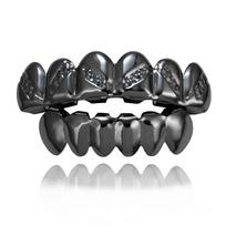 Halloween Costume Party Teeth Grillz 18K Real Gold Plated Smooth Slanted Grillz Hip Hop Dental Jewelry for Men Women juoda