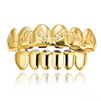 Halloween Costume Party Teeth Grillz 18K Real Gold Plated Smooth Slanted Grillz Hip Hop Dental Jewelry for Men Women auksas