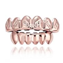 Halloween Costume Party Teeth Grillz 18K Real Gold Plated Smooth Slanted Grillz Hip Hop Dental Jewelry for Men Women beige