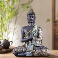 Seated Buddha Statue Decorative Tranquil for Entryway white