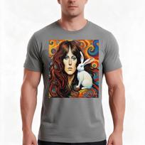 Psychedelic Portrait Grace Slick And The White Rabbit Tshirt Summer Casual Cotton Tee Oversized Streetwear Tops 100 Cotton M black