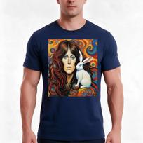 Psychedelic Portrait Grace Slick And The White Rabbit Tshirt Summer Casual Cotton Tee Oversized Streetwear Tops 100 Cotton 4XL black