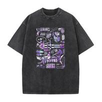 Anime Arcane Jinx Gothic Vintage Graphic Tshirt Men Women Y2K Washed T-shirts Casual Loose Cotton Tee Harajuku Male T Shirt 3XL black