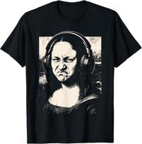 Mona Lisa Bass Face Funny Music Lovers DJs Producers T-Shirt S white