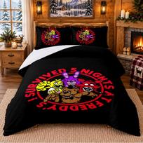 Five Nights at Freddys Pattern Bedding 3Pcs Set Bed Sheet And Pillowcases For Indoor Bedroom 135cmx200cm