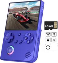 Whatsko RG40XX V Handheld Retro Game Console 4-inch IPS Touchscreen Linux System 64GB H700 Quad-Core WiFi 16 Million Color RGB Lighting Blue mėlyna