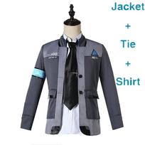Žaidimas Detroit Become Human Cosplay Kostiumas Connor Cosplay Vienoda Vyriška Striukė Balta Marškinė Kaklaraištis RK800 Palto Kostiumas Pilnas Rinkinys S gray