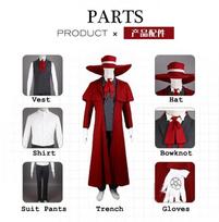 Naujas Vampyrų Medžiotojo Cosplay Hellsing Alucard Kostiumai Šaunūs Vyriški Kostiumai Turinys Ilgas Paltas Geriausi Aprėžimai Akiniai Perukai Kepurė M brown