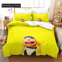 New Jeffy Puppet Bedding Set Single Twin Full Queen King Size Bed Set Aldult Kid Bedroom Duvetcover Sets 3D Anime Bed Sheet EU Single 135x200cm