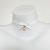 Lace Bell Choker Women Black Bow Velvet With Ruffle Cute Fashion Jewelry White white