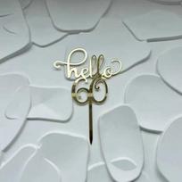 Hello 30 40 Thirty Forty Birthday Cake Topper Acrylic Mirror Gold Personalized Age Happy Birthday Decor 20 50 60 70 80 Part Gift gray