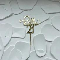 Hello 30 40 Thirty Forty Birthday Cake Topper Acrylic Mirror Gold Personalized Age Happy Birthday Decor 20 50 60 70 80 Part Gift