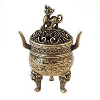 1pc Alloy Pixiu Lion Tripod Incense Burner Mini Retro Home Decor Auspicious Cloud Incense Tablet Burner (Without Incense) 7 DG12 Only Burner black