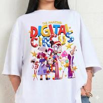 2026 The Amazing Digital Circus T-shirt Summer 100 Cotton Clothing Cartoon Short Sleeve Tops Streetwear Fan Gift 140 gray